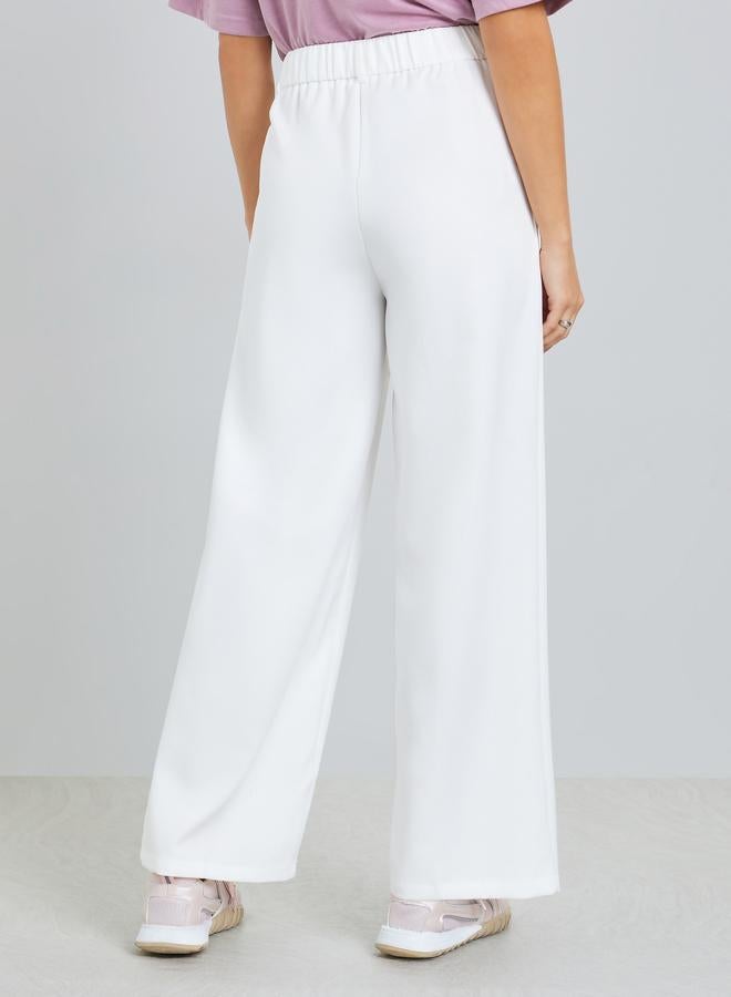 Take Two White Wide Leg Trousers with Drawstring - Image 3